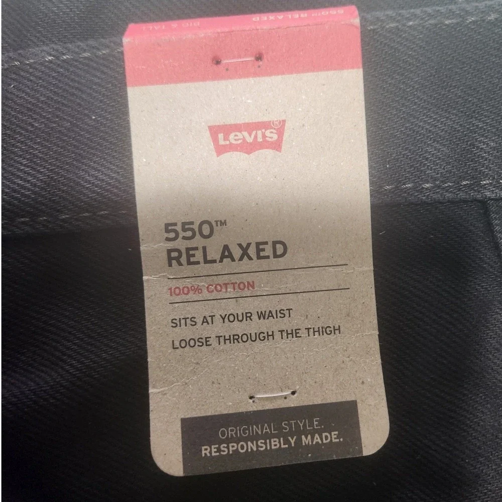 Levis 550 Relaxed Fit Black‎ Jeans Mens Big and Tall 50x30 100% Cotton NWT